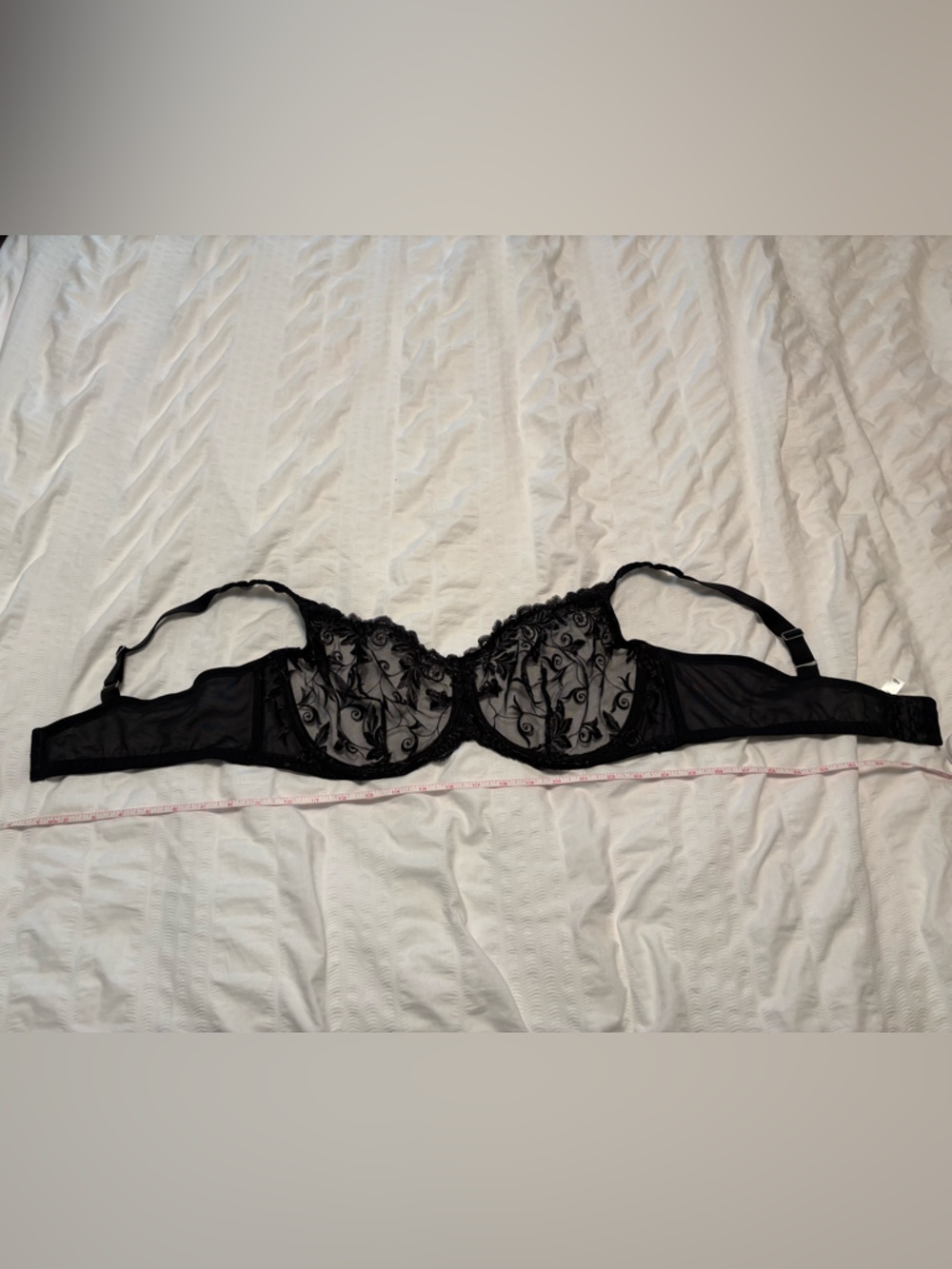 Soma Black Sheer Embroidered Balconette Bra